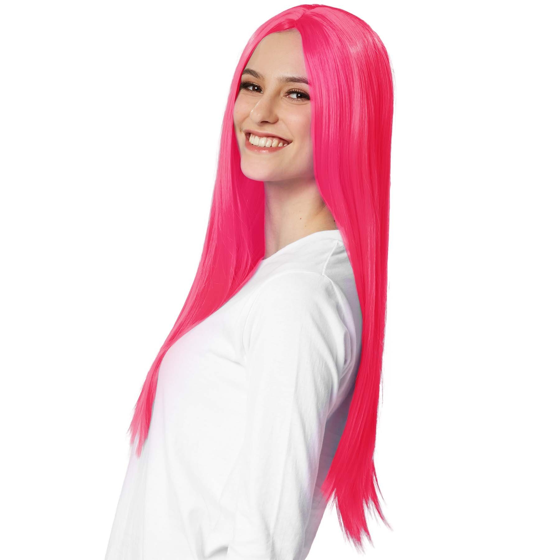 dressforfun Kostüm-Perücke Kunsthaar, zu vielen Outfits & Auftritten, Leicht & angenehm zu, Langhaarperücke mit glattem Haar, Länge ca. 65 cm, Inkl. Haarnetz