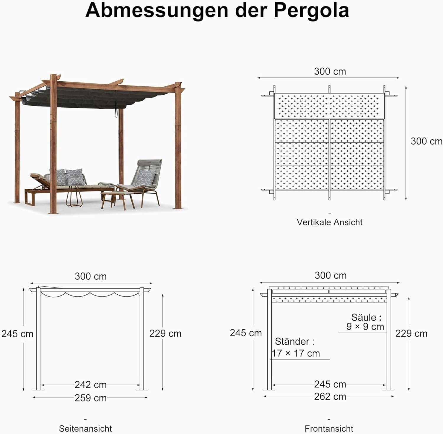 PURPLE LEAF Pergola Holzoptik Pavillon mit günstig online kaufen