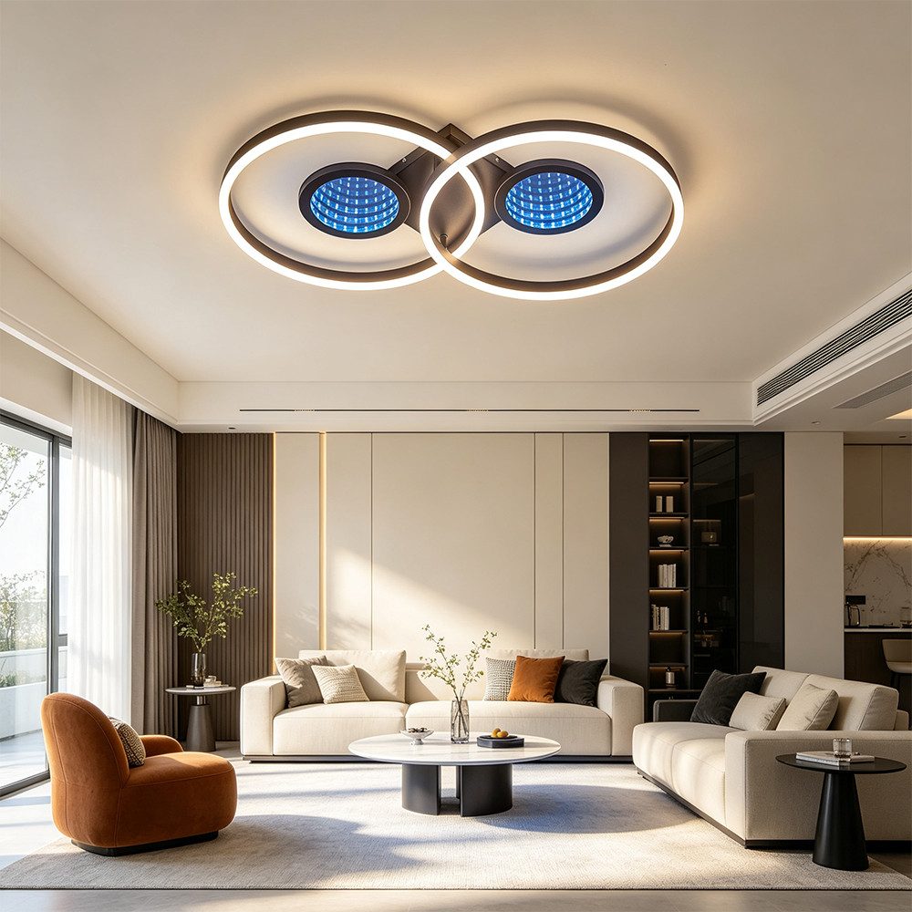 Eurohandisplay LED Deckenleuchte dimmbar LED Deckenleuchte Infinity RGB Fernbedienung 3D Tunneleffekt, LED fest integriert, RGB, Warm- bis Kaltweiß, 3D-Infinity