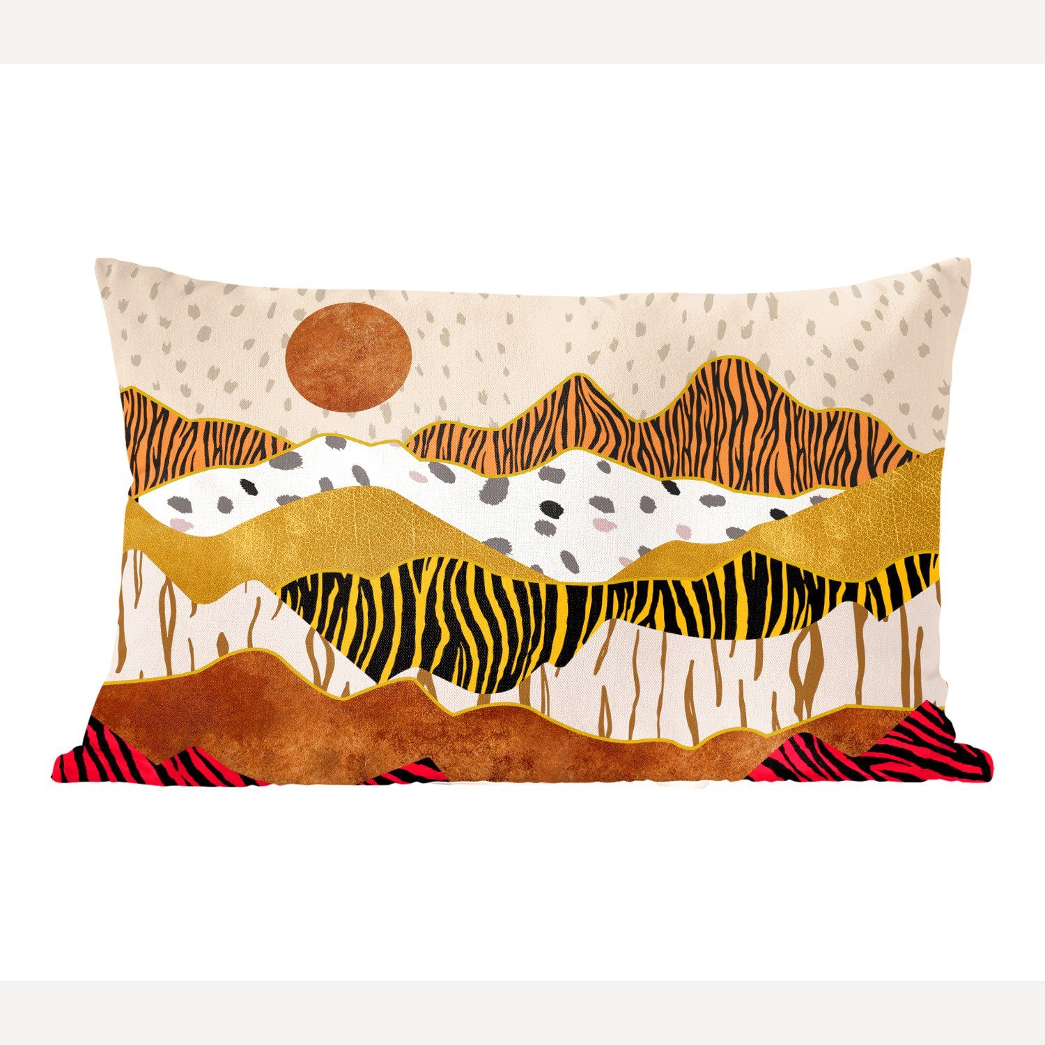 MuchoWow Dekokissen Tiger Druck - Pastell - Gold - Druck - Tiger - Abstrakt, Wohzimmer Dekoration, Zierkissen, Dekokissen mit Füllung, Schlafzimmer