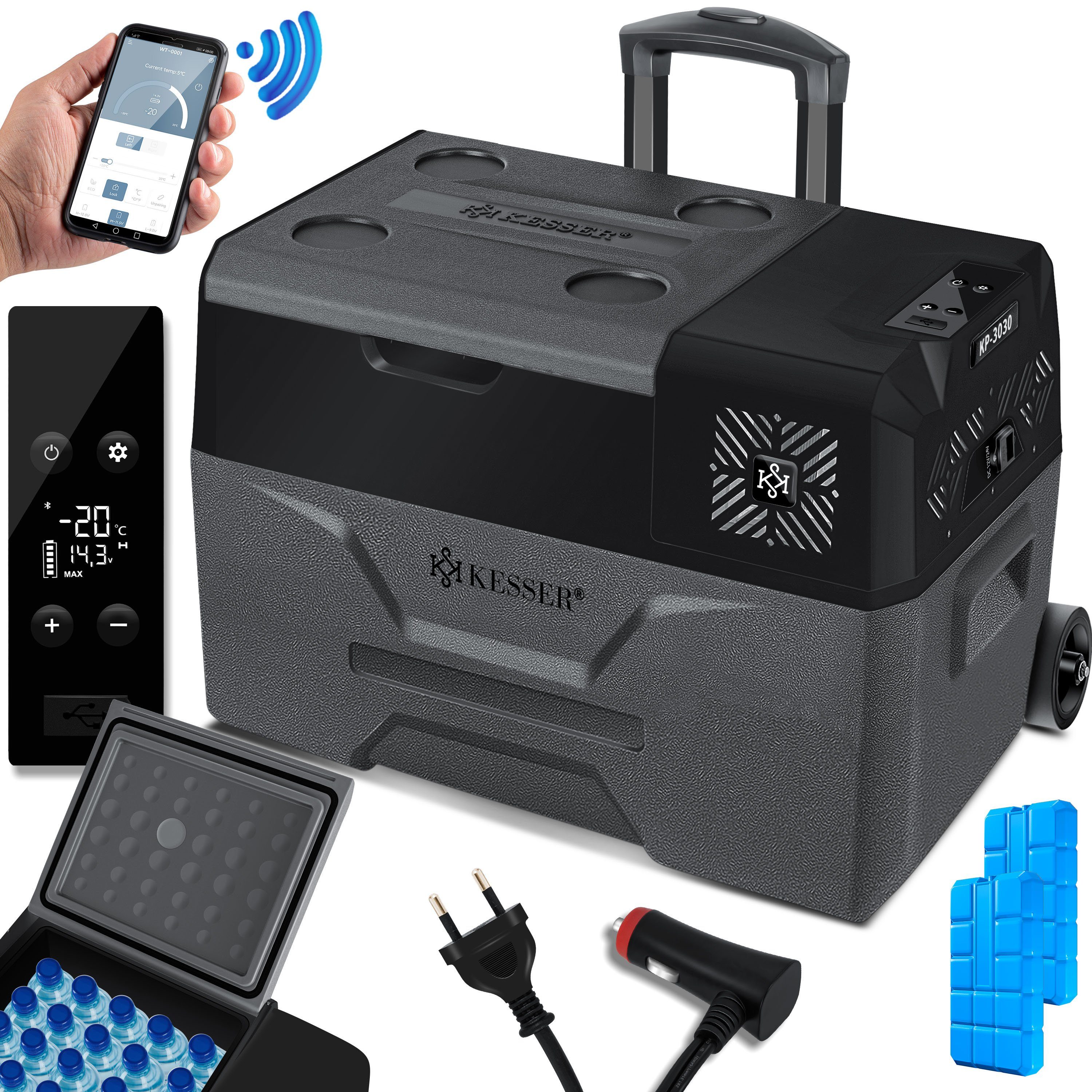 KESSER Kühlbox, 30 l, Kompressor Kühlbox elektrisch Gefrierbox, Mit APP-Steuerung