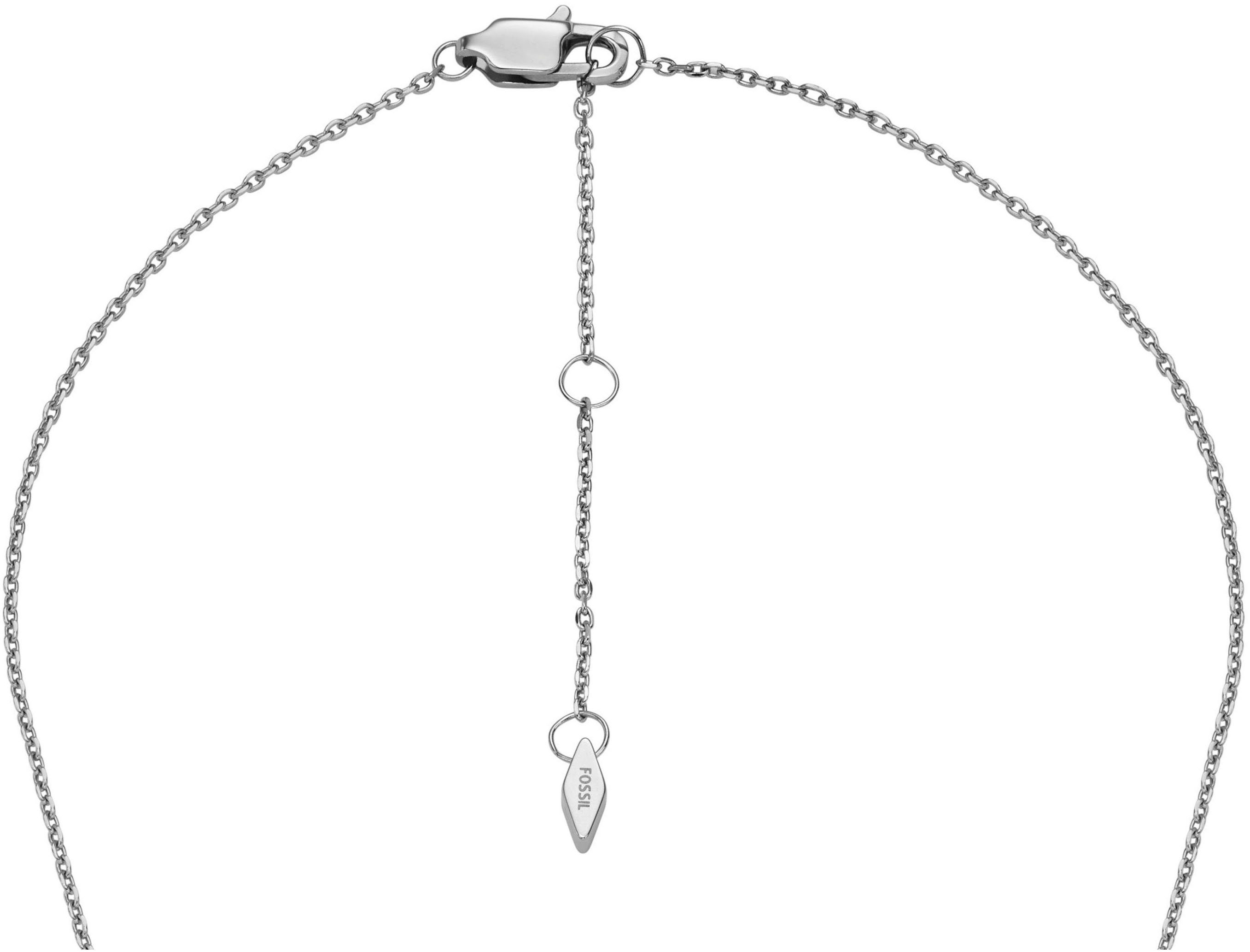 Fossil Kette mit Anhänger Schmuck Geschenk Edelstahl Halskette SADIE, mit Glasstein