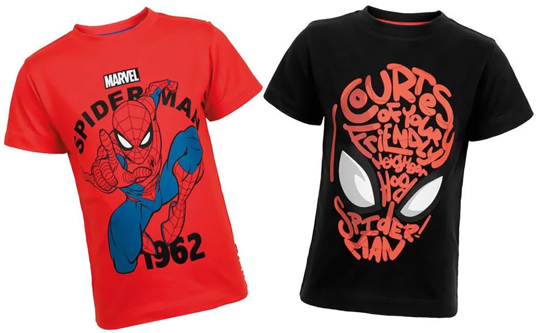 Spiderman Print-Shirt 2x SPIDERMAN Jungen T-Shirt Doppelpack 92 98/104 110/116 122/128