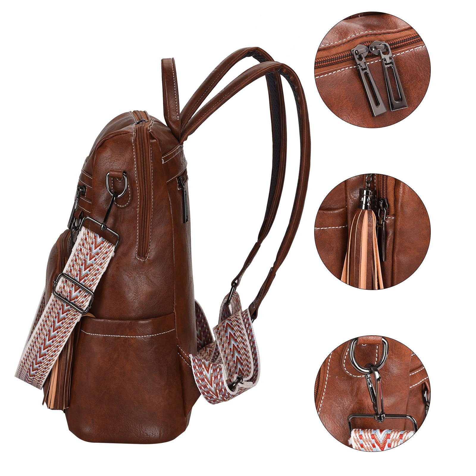 REDOM Rucksack Lederrucksack Laptoprucksack Schulrucksack Reiserucksack günstig online kaufen