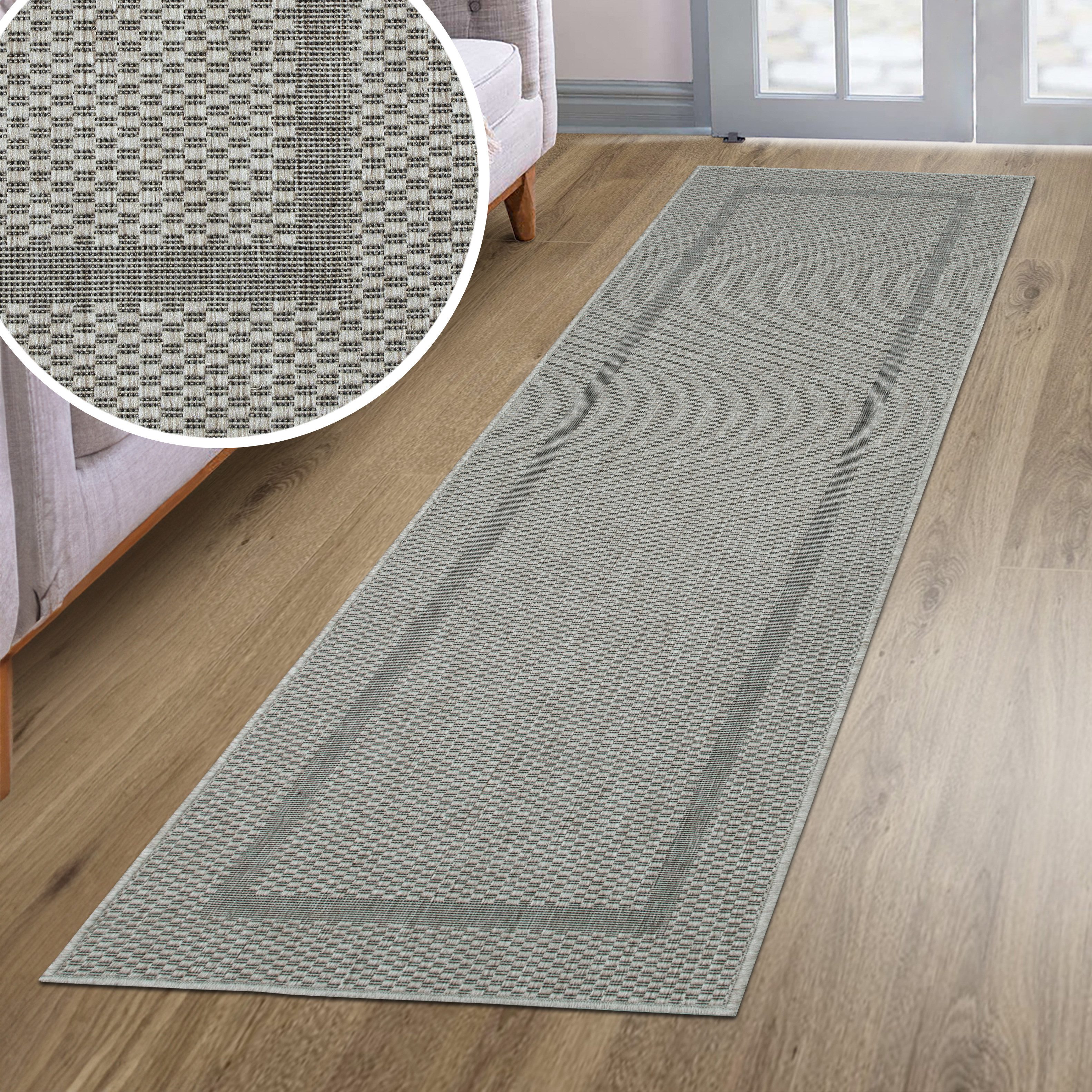 OTTO home Teppich Venedig Bordüre auch als Läufer erhältlich, rechteckig, Höhe: 3 mm, In- und Outdoor geeignet, Sisal-Optik, Wetterfest & UV-beständig