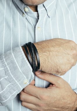 Akitsune Armband Pathfinder Kunstleder Armband - Silber Schwarz 17cm
