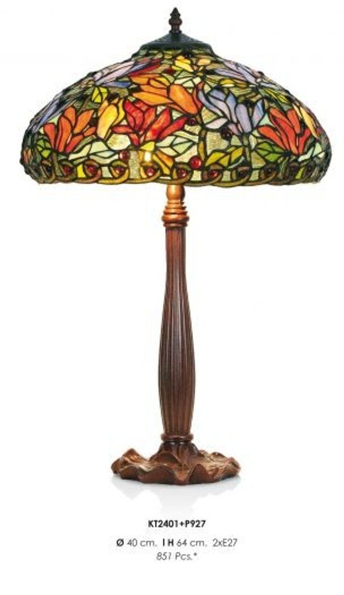 Casa Padrino Tischleuchte Tiffany Hockerleuchte Höhe 64 cm, Durchmesser 40 cm - Leuchte Lampe