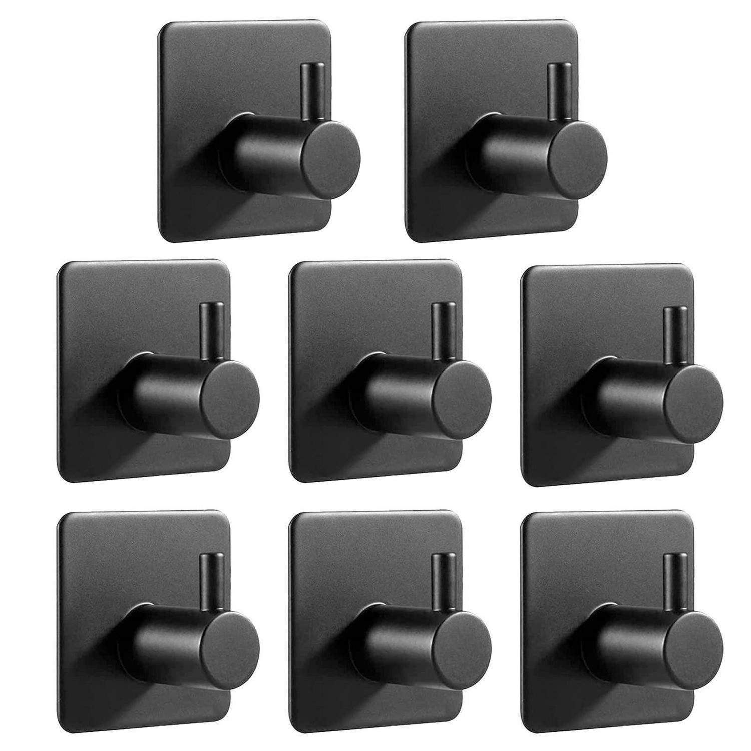 LuxusKollektion Klebehaken Klebehaken Set Schwarz 8tlg.