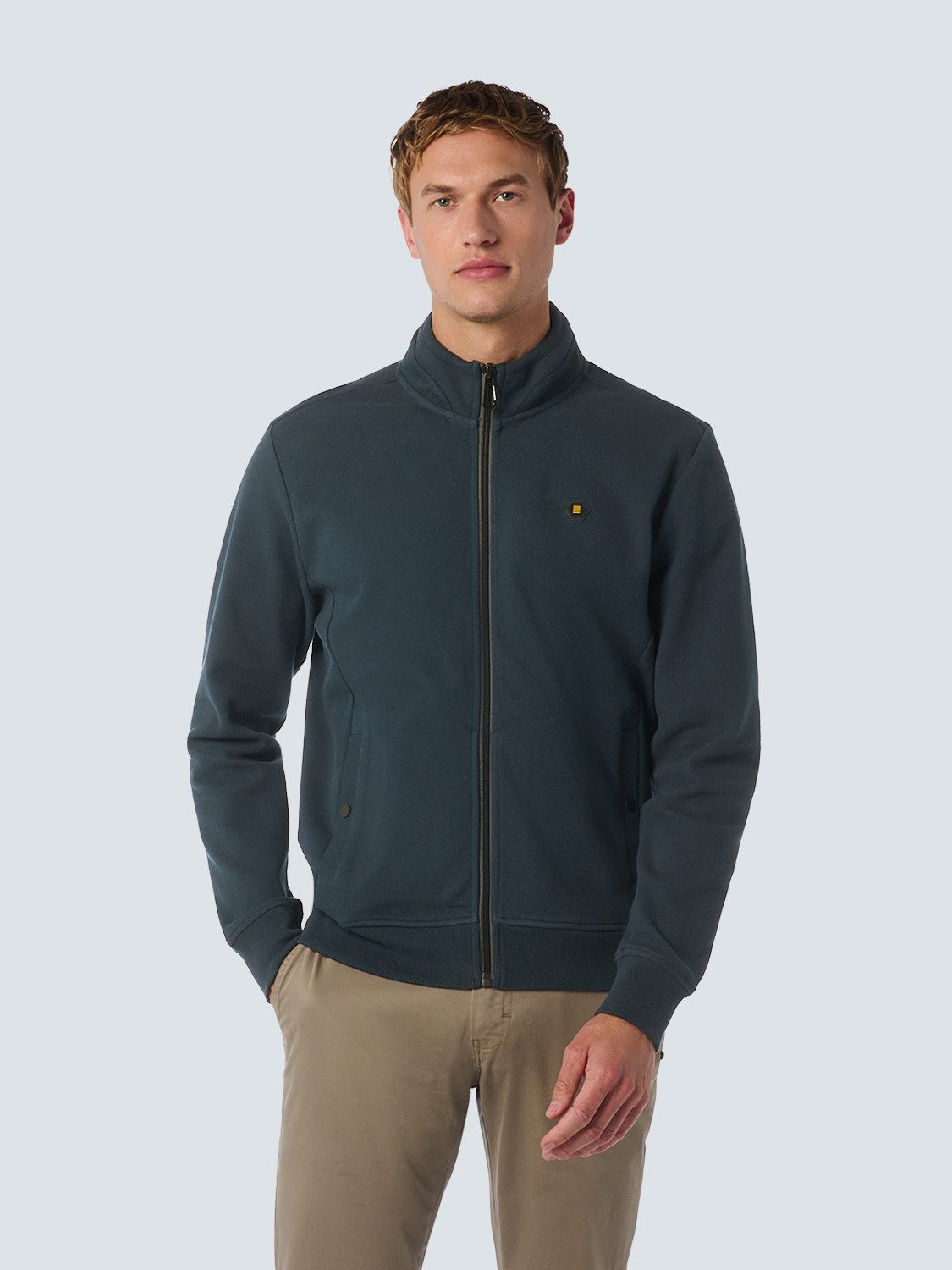 NO EXCESS Sweater No Excess Weste mit Twill-Jacquard und Reißverschluss