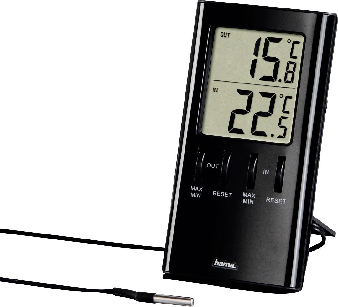 LCD-Thermometer Außenfühler Mit Hama Wetterstation "T-350", Schwarz