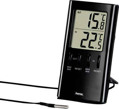 Hama »LCD-Thermometer "T-350", Schwarz Mit Außenfühler« Wetterstation