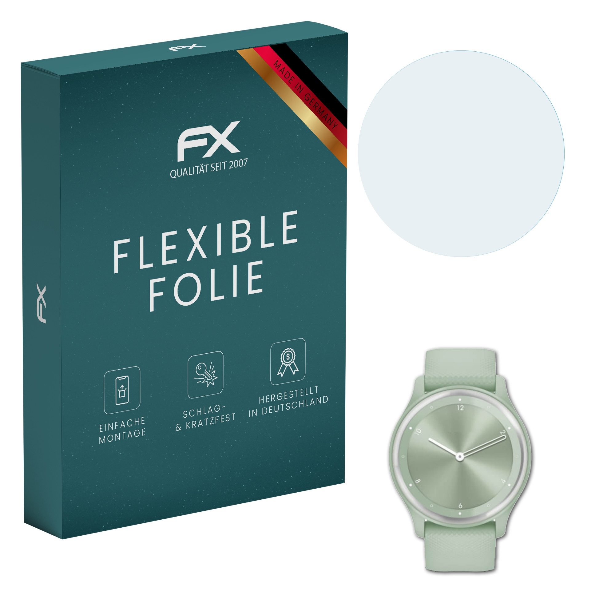atFoliX Schutzfolie Displayschutzfolie für Garmin Vivomove Sport, (3 Folien), Ultraklar und flexibel