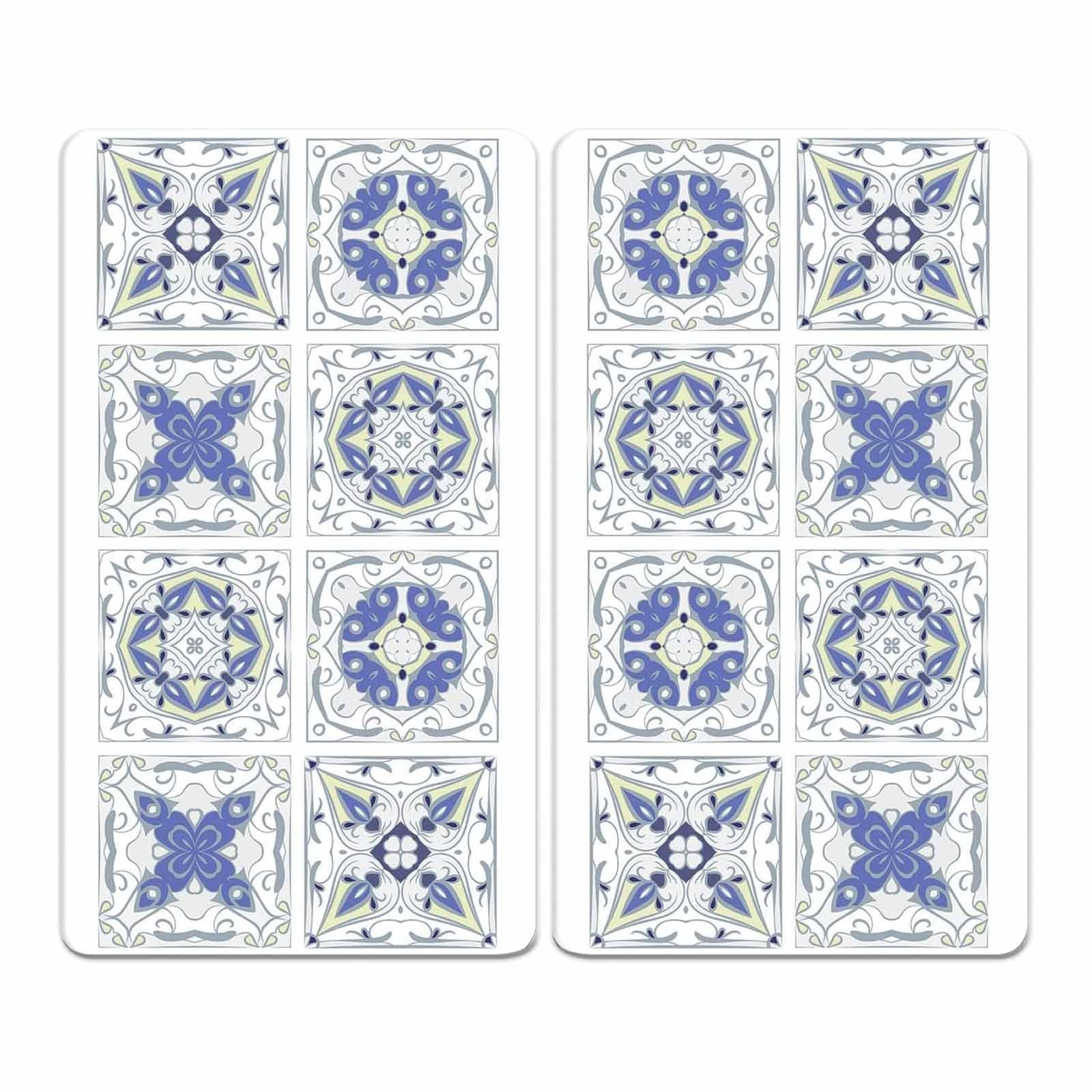 Maximex Herd-Abdeckplatte 2er Set Glasabdeckplatten Kochplattenabdeckung Herdabdeckplatten, Glas, 30 x 52 cm Fliesen Motiv für Glaskeramik-Kochfelder