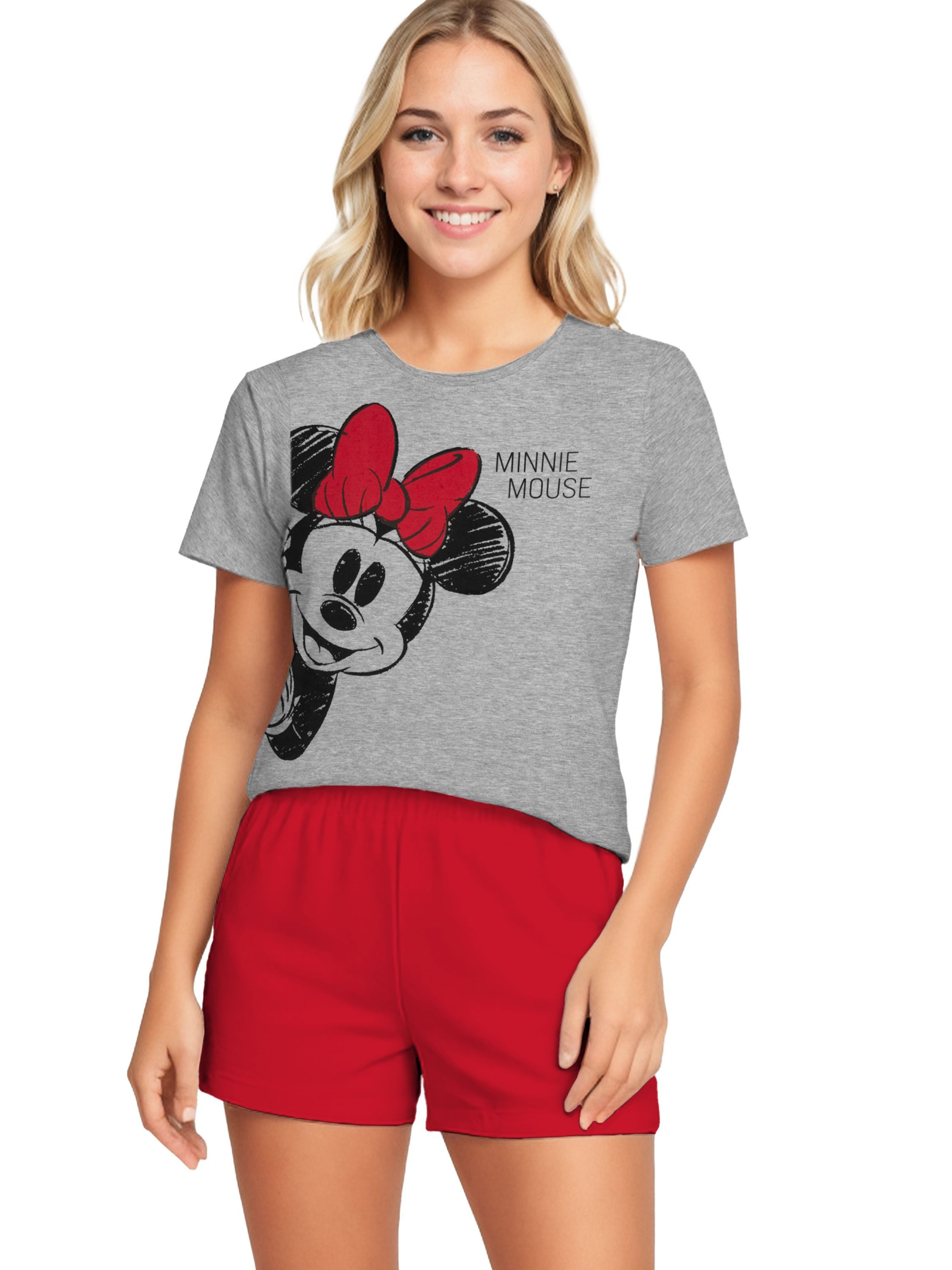 United Labels® Schlafanzug Disney Minnie Mouse Schlafanzug Pyjama Kurzarm Oberteil mit Shorts