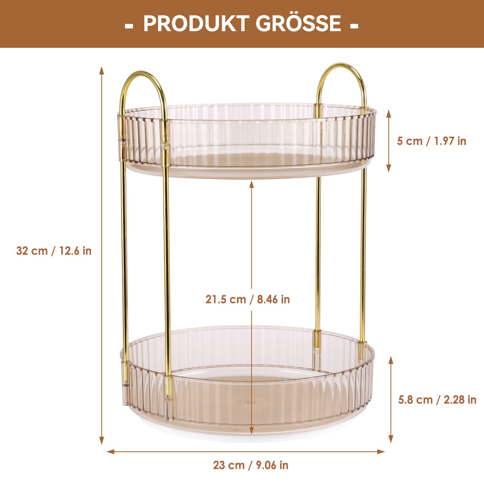BlingBin Organizer 360° Drehbarer Make-up Organizer mit 2 Ebenen Kosmetik Aufbewahrung (1er Set, 1 St., Doppellagiger Kosmetik Organizer), Badezimmer Organizer mit großer Kapazität für Parfüm,Skincare,Kosmetik