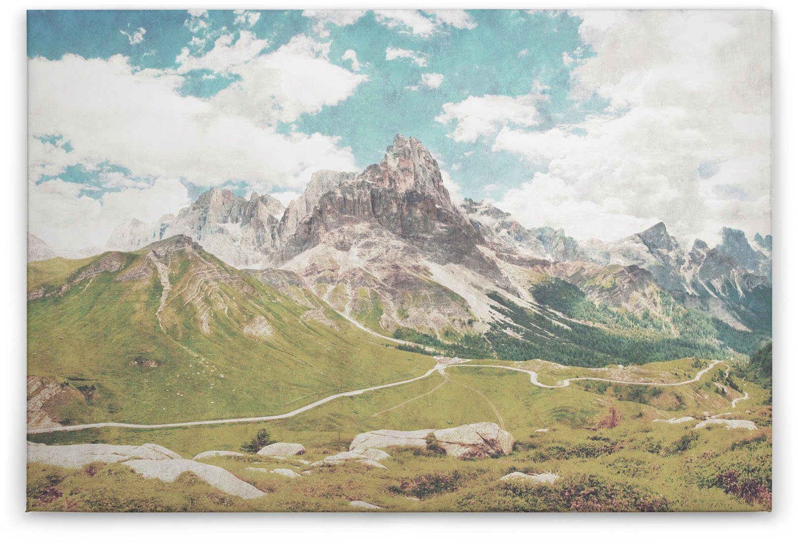 A.S. Création Leinwandbild dolomiti, Berge blau grau, Landschaft (1 Berge St), Keilrahmen grün, Bild