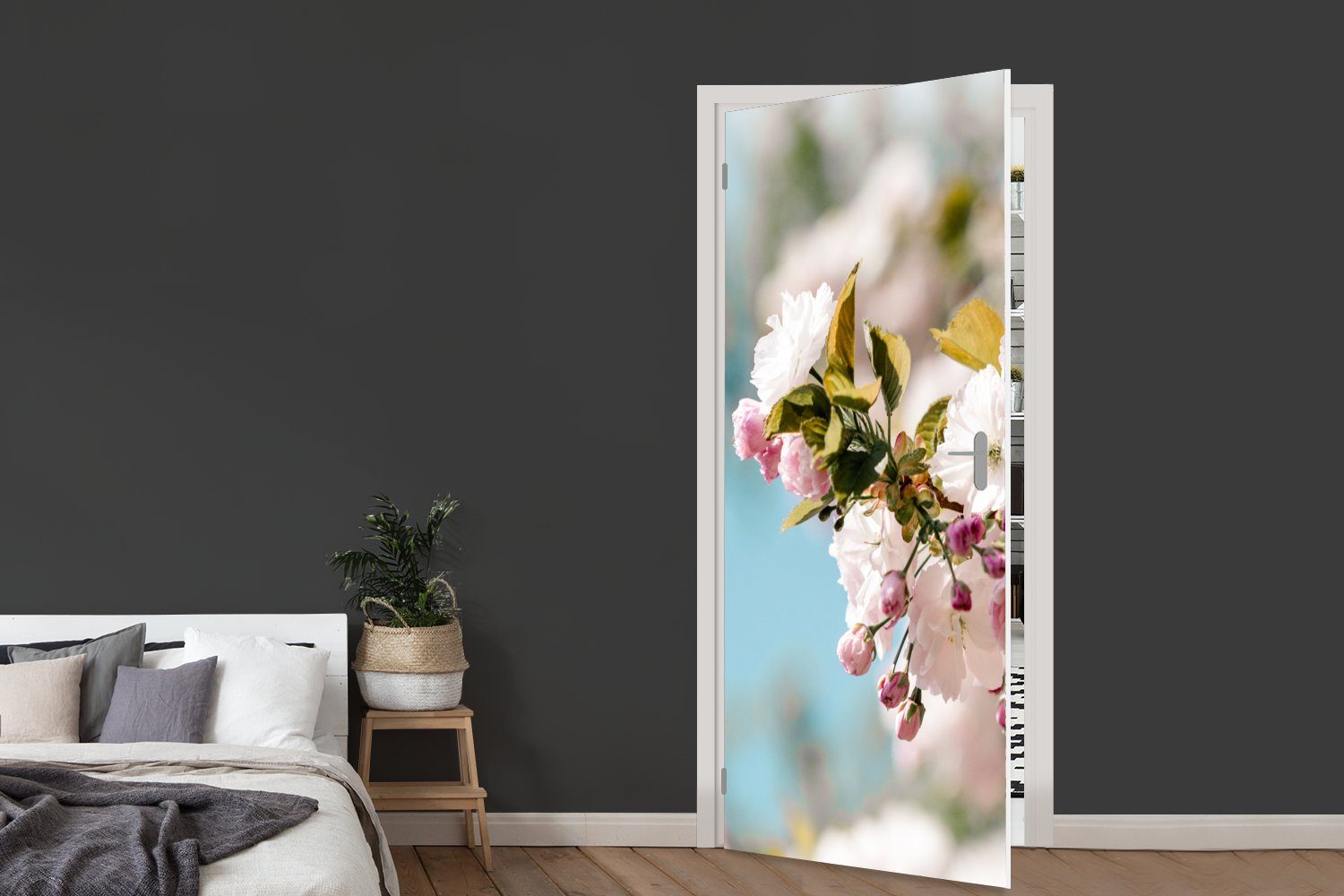 Blüte Matt, für Fototapete (1 Frühling, Türaufkleber, 75x205 - Türtapete cm Blumen Tür, - St), MuchoWow bedruckt,