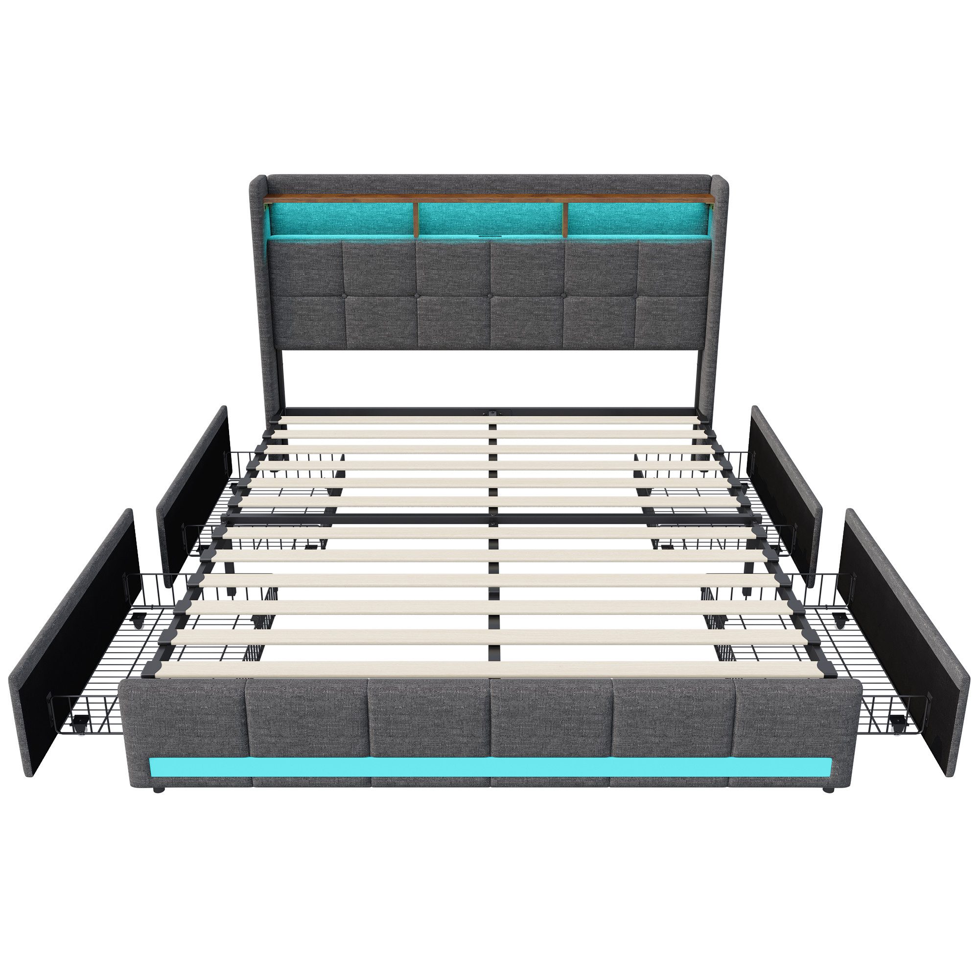 Furnishings Home Polsterbett LED Doppelbett 140x200cm, Stauraumbett mit Kop günstig online kaufen