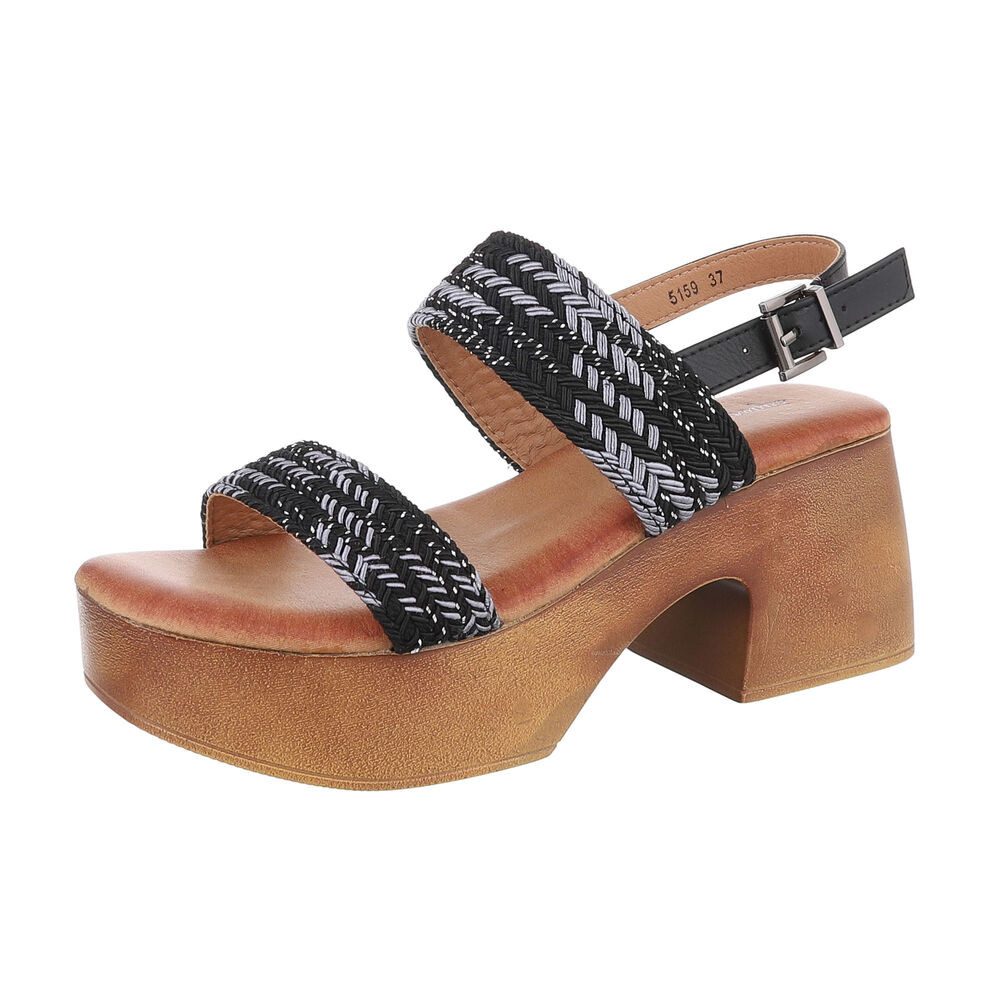 Ital-Design Damen Freizeit Plateausandaletten (86706784) Blockabsatz Sandalen & Sandaletten in Schwarz
