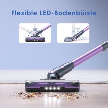 oyajia Akku-Stielstaubsauger kabellos 6in1 mit Ø10cm LED Touchscreen Akkusauger, 255,00 W, beutellos, 50Min. Laufzeit für Hartboden, Teppich, Tierhaare