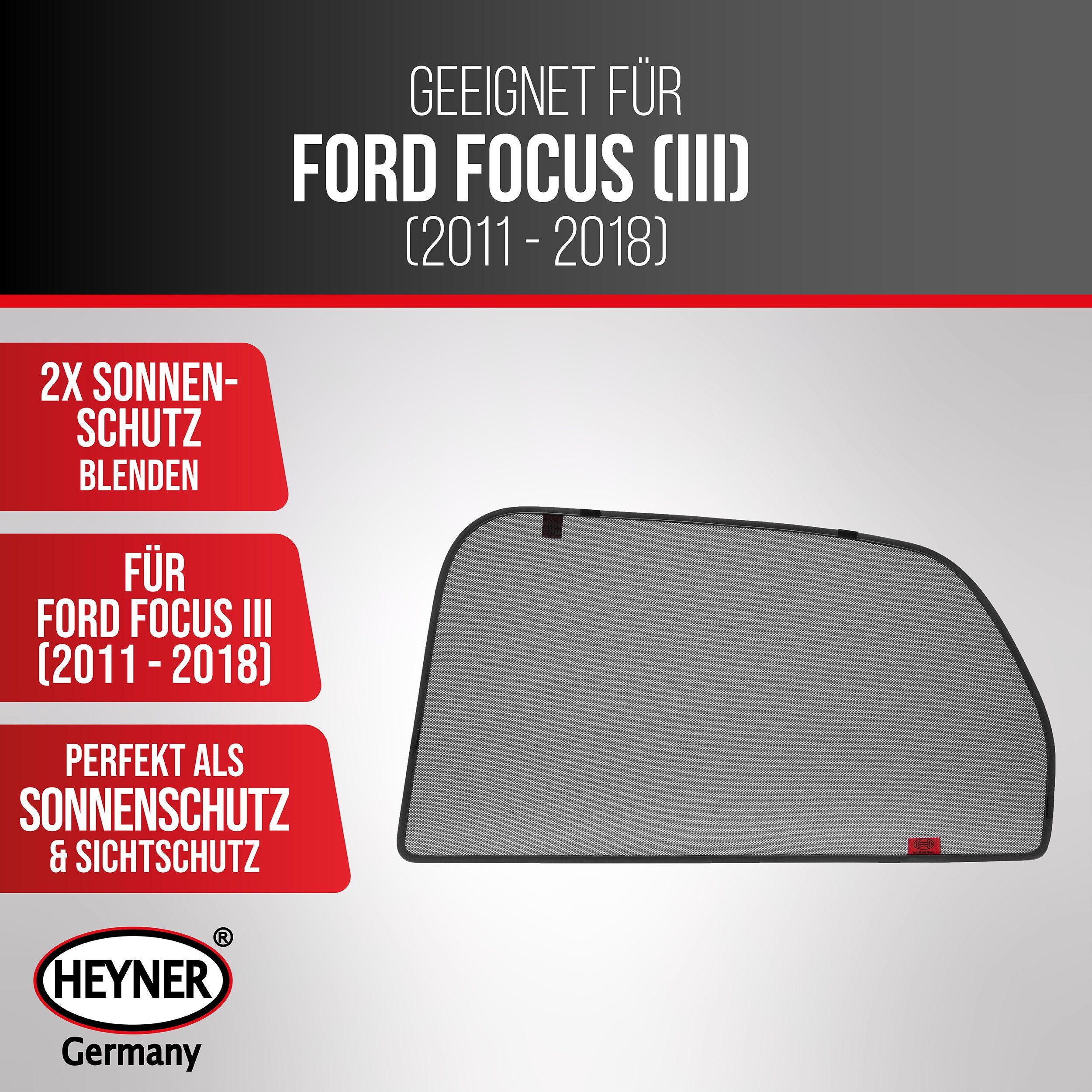 Thumbnail - HEYNER Autosonnenschutz Premium Sonnenschutz Rücksitz Ford Focus III (ab 2011), (Set, 1-St)