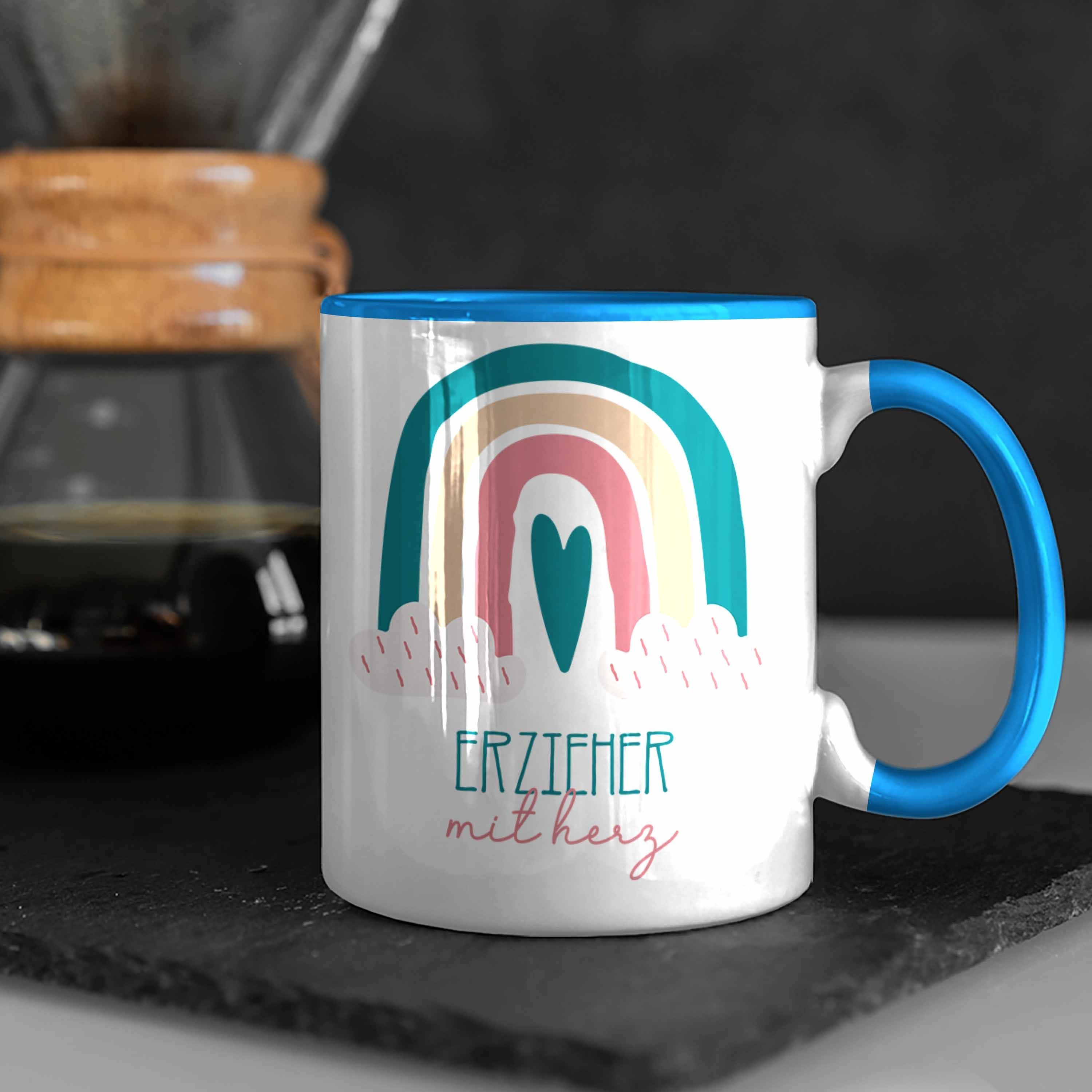 Erzieher Trendation Danke Erzieher Kaffeetassse Tasse Geschenkidee für Blau Geschenk Tasse