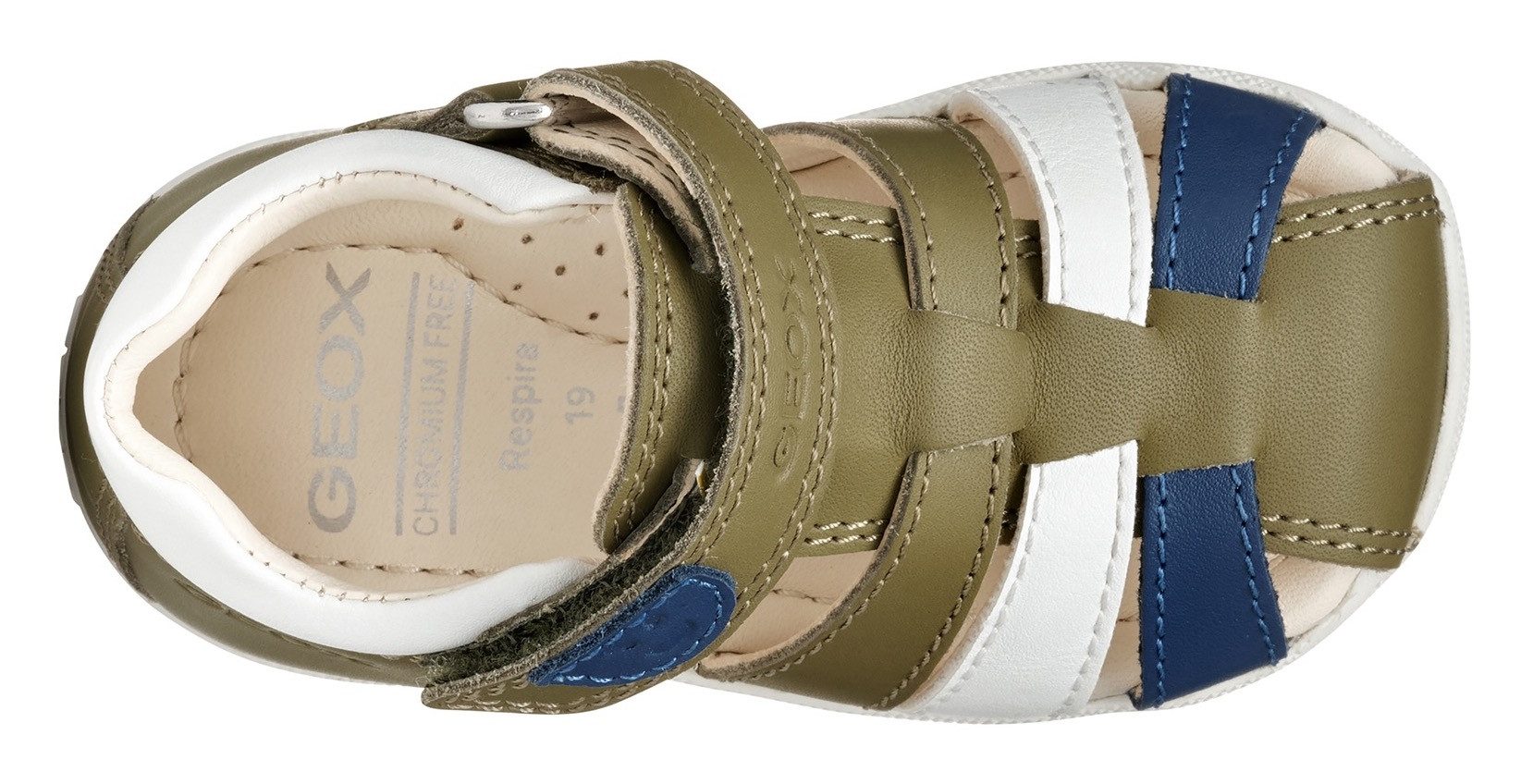 Geox B SANDAL MACCHIA BOY Lauflernschuh, Sandale, Babyschuh, Klettschuh mit bunten Riemchen