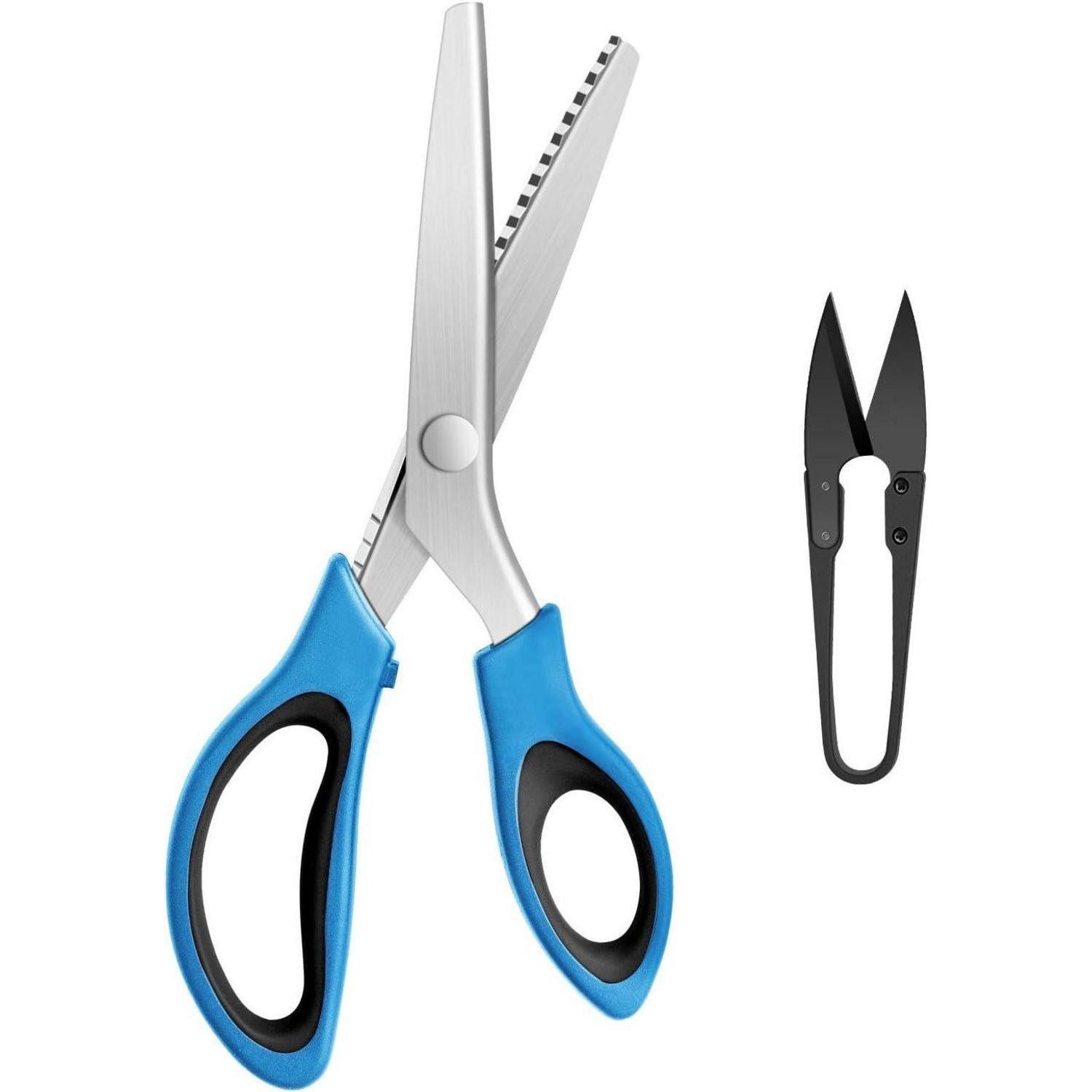 KUONIIY Stoffscheren Zackenschere Stoff Professionelles Zickzackschere Set inkl. Gezackte