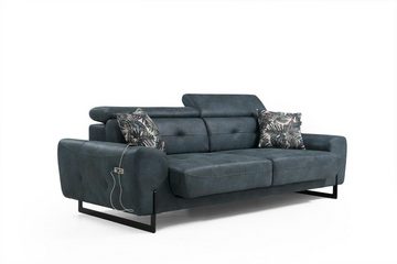 JVmoebel 3-Sitzer Blau Sofa Designer Möbel Wohnzimmer Modern Sitzmöbel Neu, 1 Teile, Made in Europa