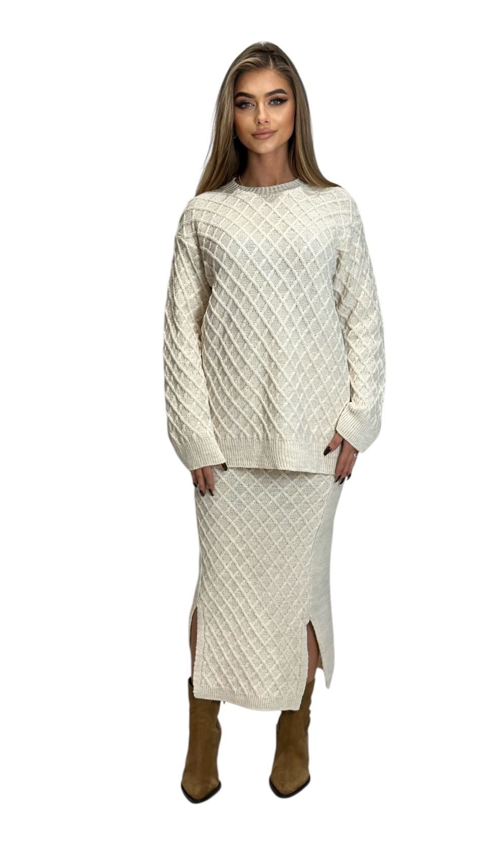 Mississhop Strickkleid Strickset Strickanzug Rock Pullover Damen M.394
