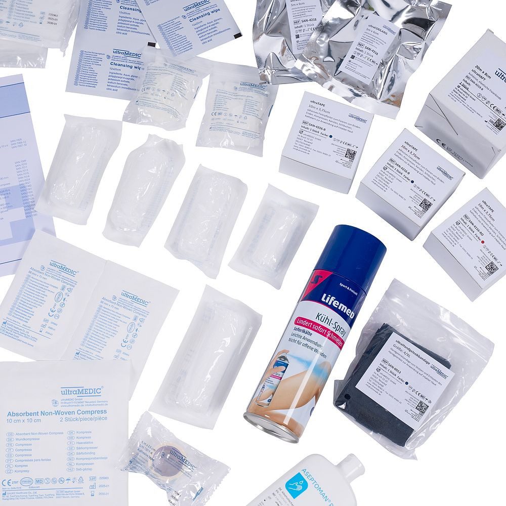 Ultramedic Erste-Hilfe-Koffer Nachfüllpackung für Erste-Hilfe-Koffer Sport, Zum Auffüllen verbrauchter Materialien