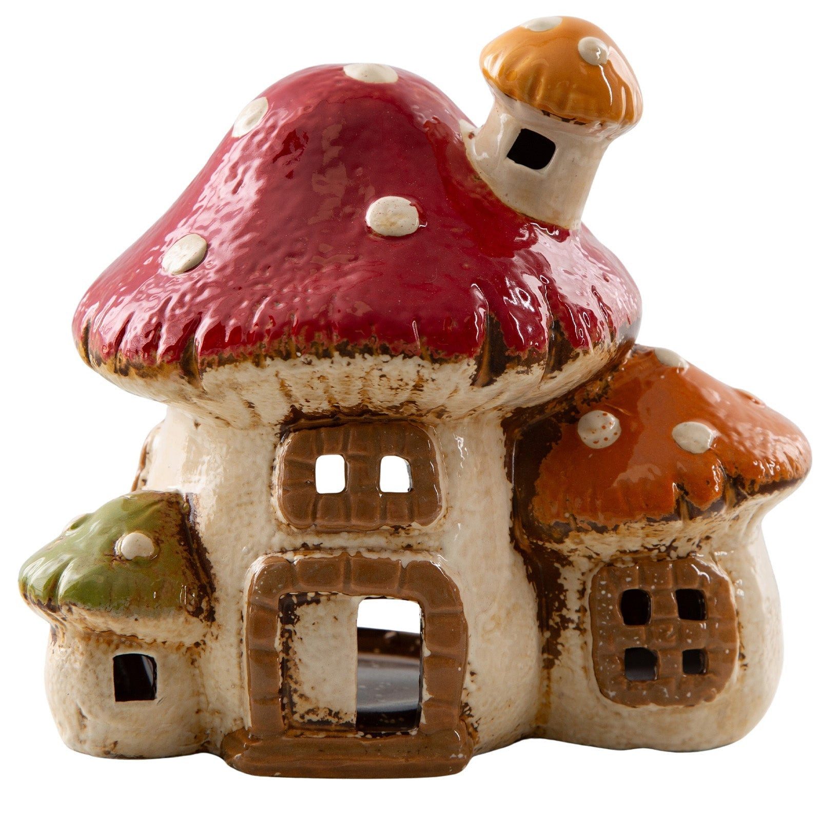 Logbuch-Verlag Dekofigur Teelichthaus Pilz aus Steingut 17 × 15 × 12 cm für Teelichter