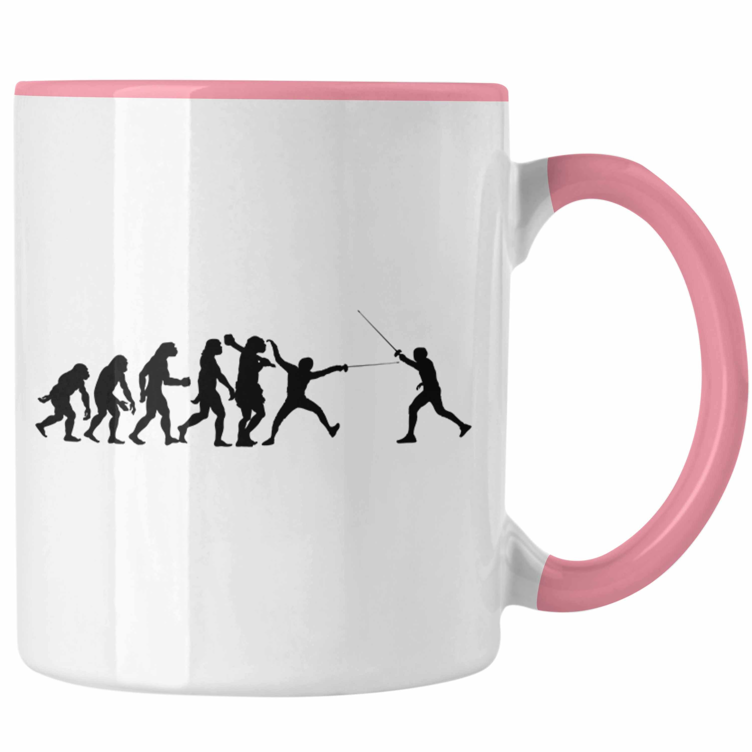 Trendation Tasse Fechten Tasse Geschenk Evolution Fechter Geschenkidee Geburtstag Weihn Rosa