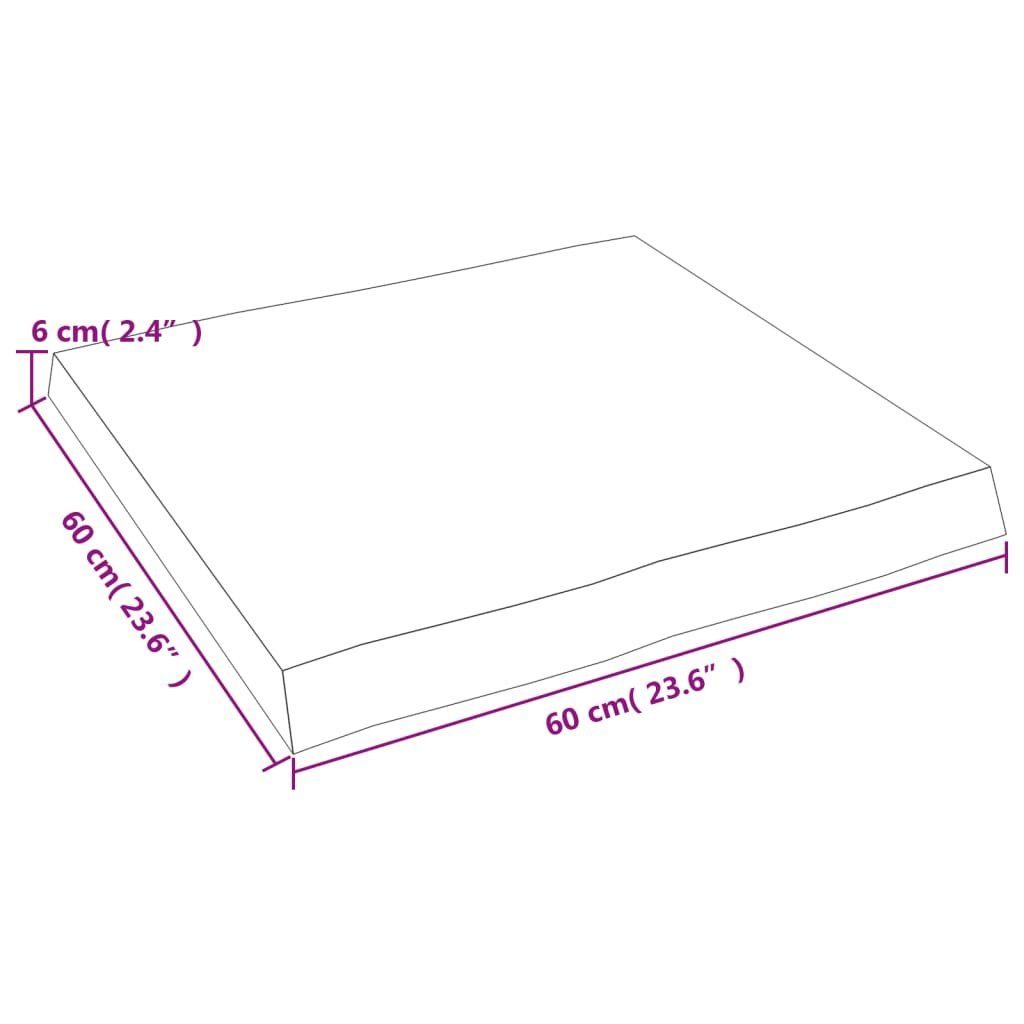 furnicato Tischplatte 60x60x(2-6) cm Massivholz Unbehandelt (1 Baumkante St)