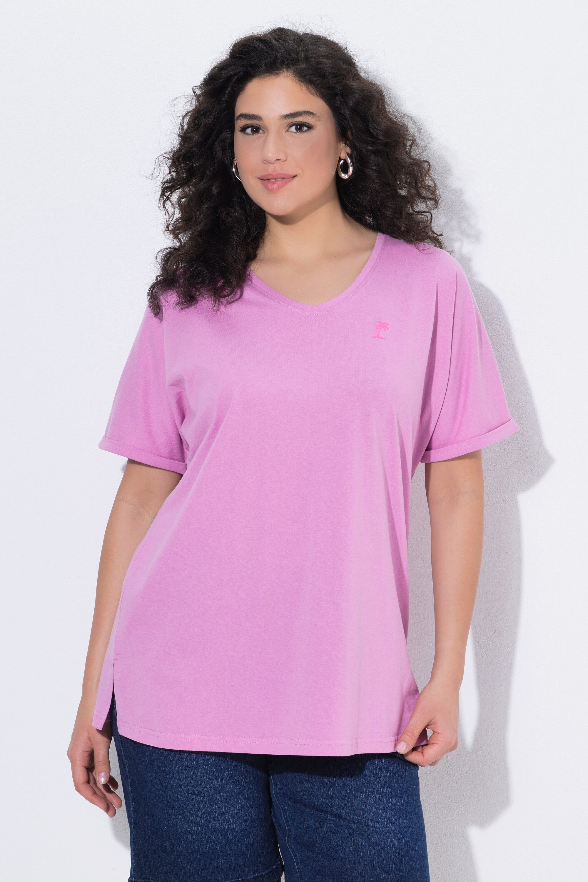 Ulla Popken T-Shirt T-Shirt Rückenmotiv Oversized Rundhals Halbarm