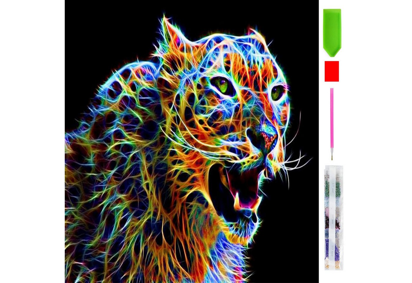 Thumbnail - LA CUTE Malen nach Zahlen 5d Diamond Painting Bunter Gepard Malen nach Zahlen 30x40cm (Komplettset für 5D Diamond Painti...