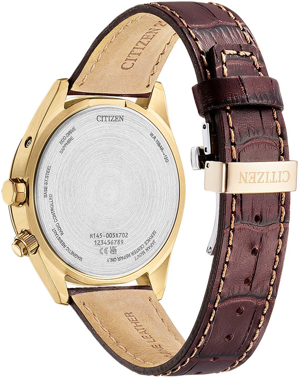 Citizen Funkuhr CB0273-11H, Armbanduhr, Herrenuhr, Solar, Lederarmband, Saphirglas, Datum