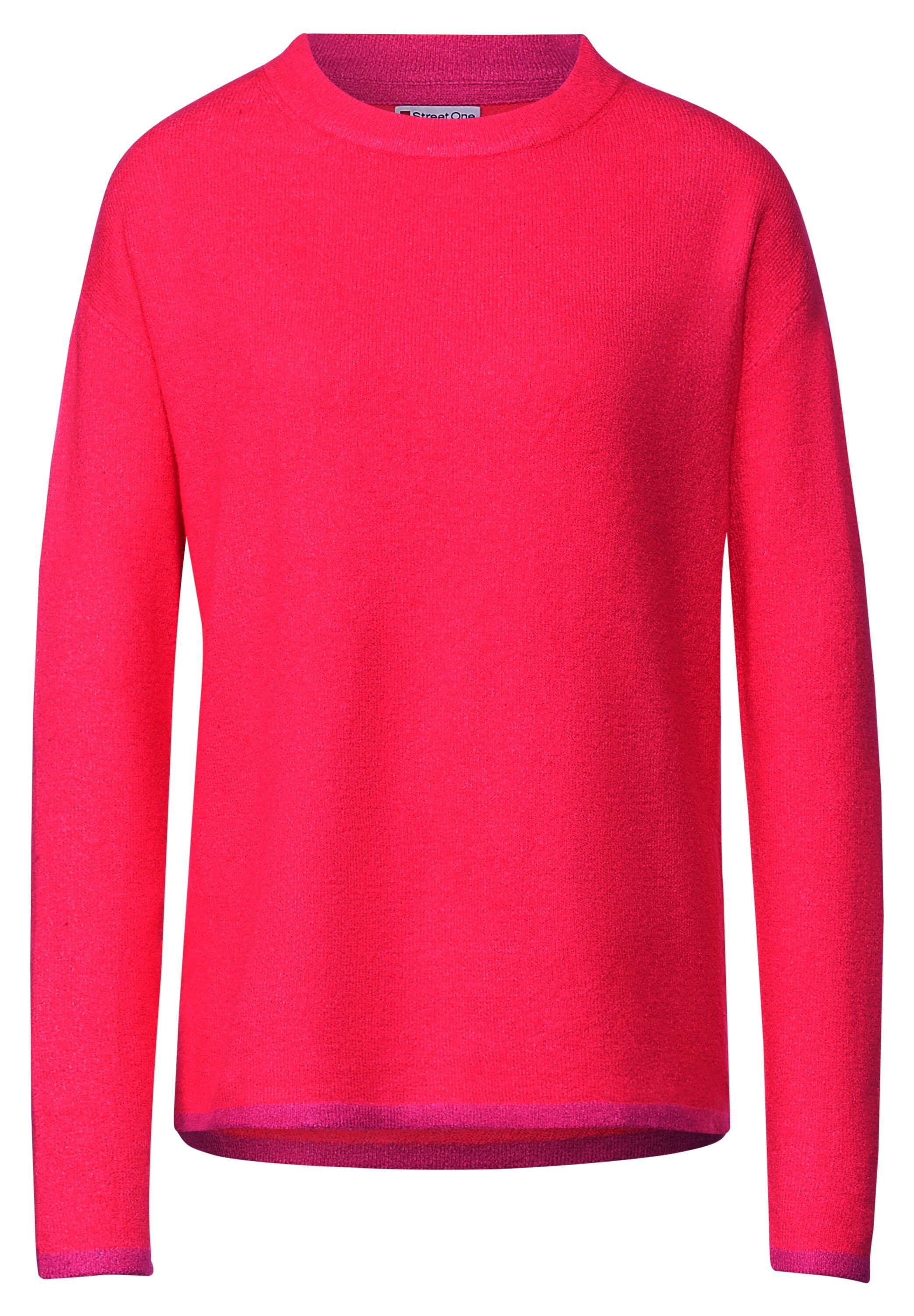 STREET ONE Strickpullover Pullover mit Farbdetails showy coral