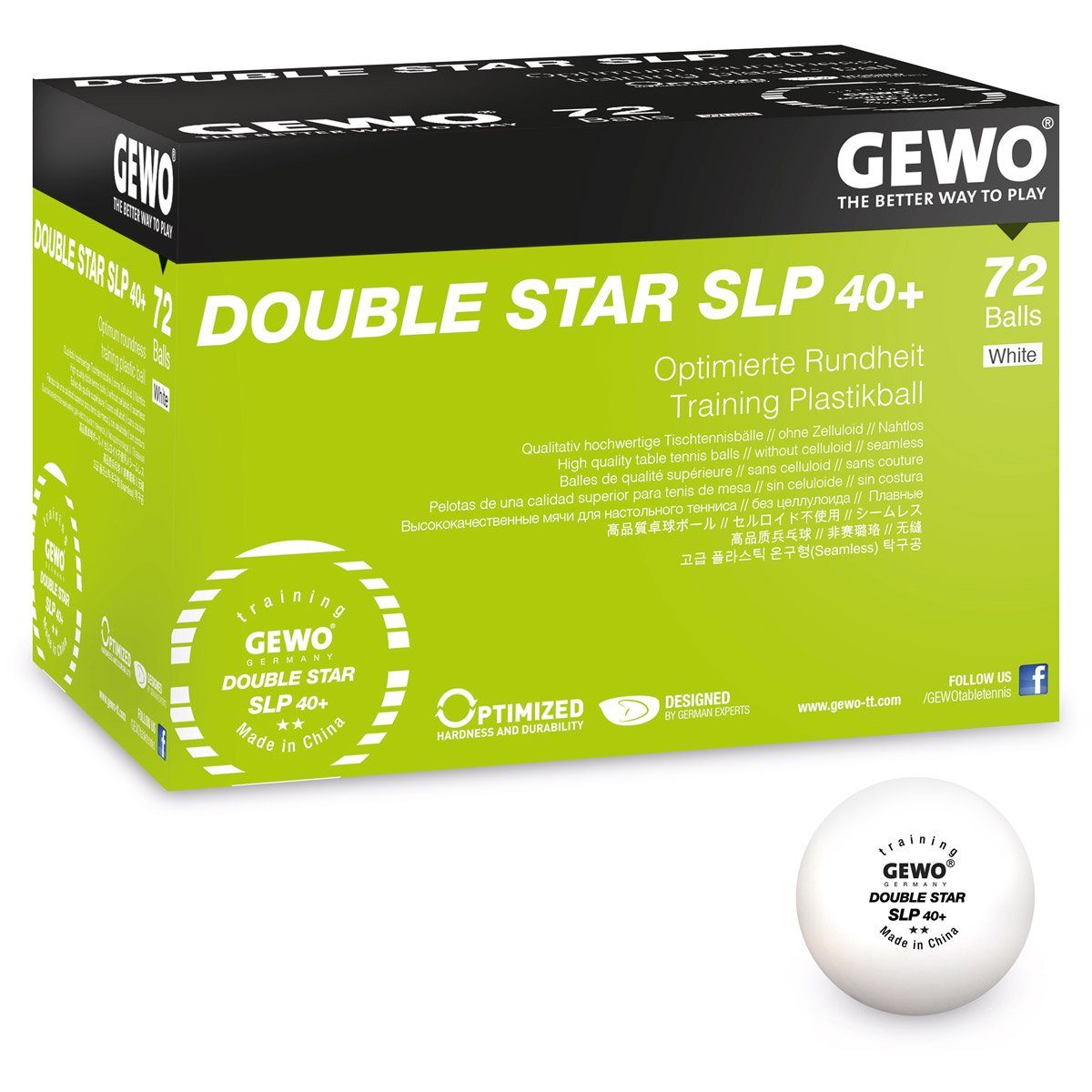 72er Double Tischtennisball GEWO Ball Star SLP40+ Gewo