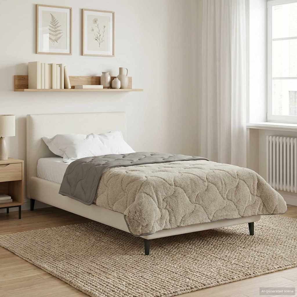 vidaXL Bett Ganzjahresbettdecke Gepolstert Hellgrau 135 x 200 cm (1-tlg)