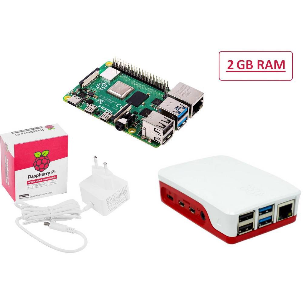Raspberry Pi Essentials Kit 4 B 3 GB 4 x 1.5 GHz inkl. Netzteil, inkl. Gehäuse Barebone-PC