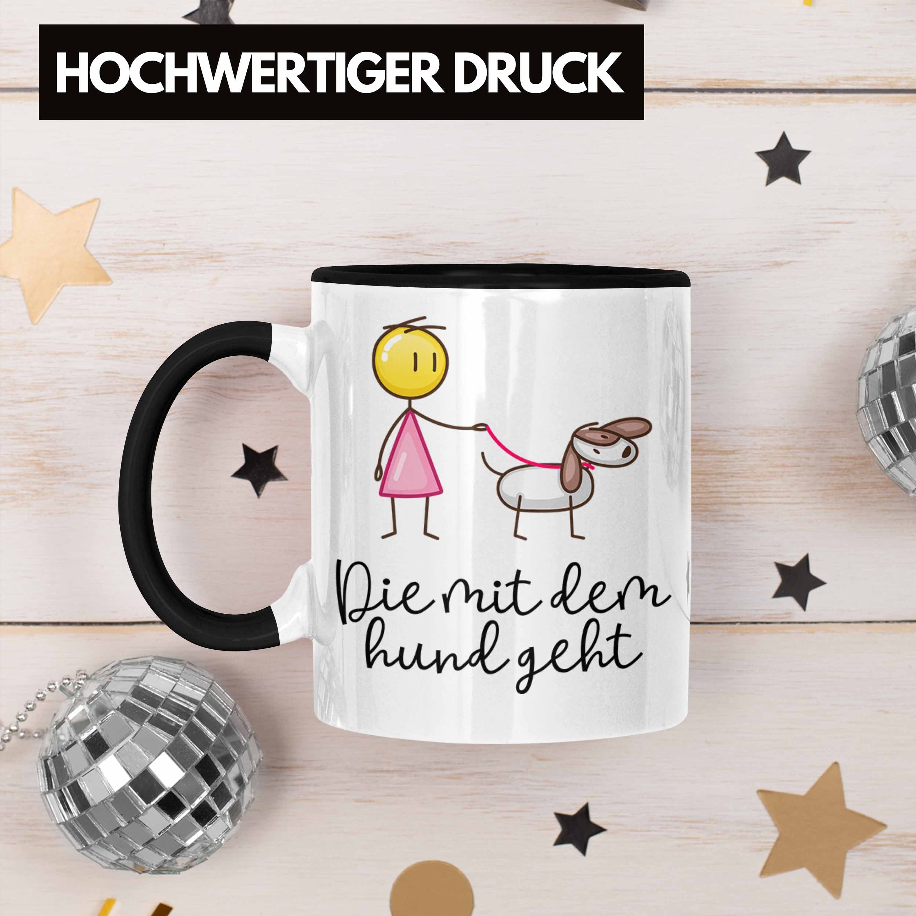 - Geht Hund Mit Tasse Dem Geschenk Sprüche Trendation Frauchen Die Lustige Trendation Schwarz für Hundefreunde Tasse