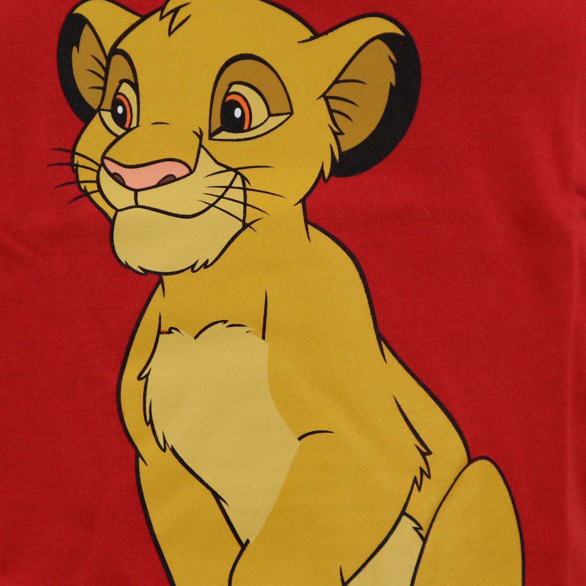 Löwen Lion Print-Shirt 98 Disney T-Shirt King Gr. König Baumwolle Rot bis The kurzarm Simba Disney Kinder 100% 128,
