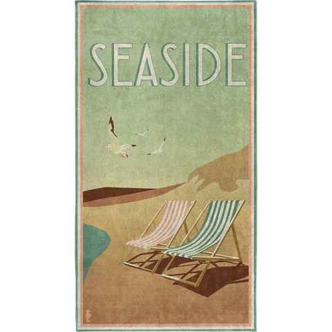 Seahorse Strandtuch Blackpool, Frotteevelours (1-St), mit Vintage Aufdruck