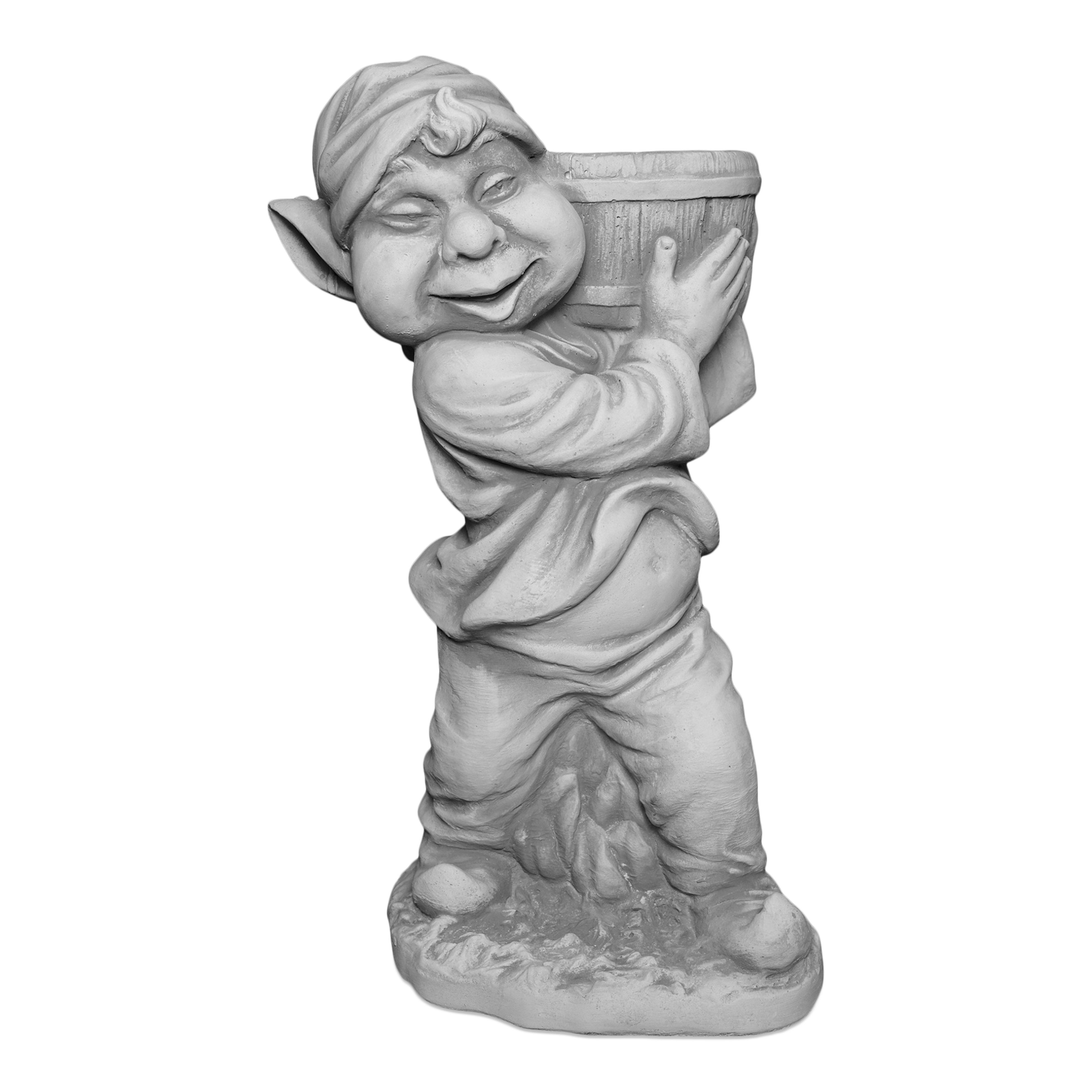 gartendekoparadies.de Gartenfigur Gnom mit Pflanzgefäß, Steinfigur Wichtel, H. 50 cm, 19 kg, Frostsicher