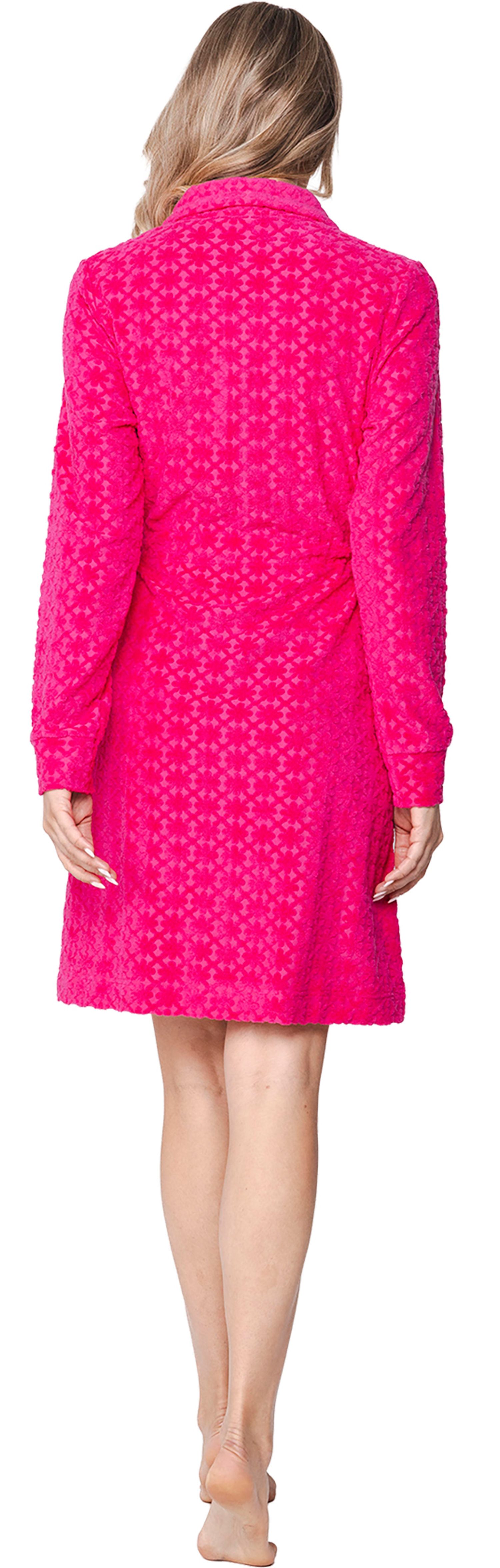 Pastunette Bademantel Damen Frottee Morgenmantel mit Reißverschluss, Midi, Baumwollmischung, Reißverschluss, Modisches Design