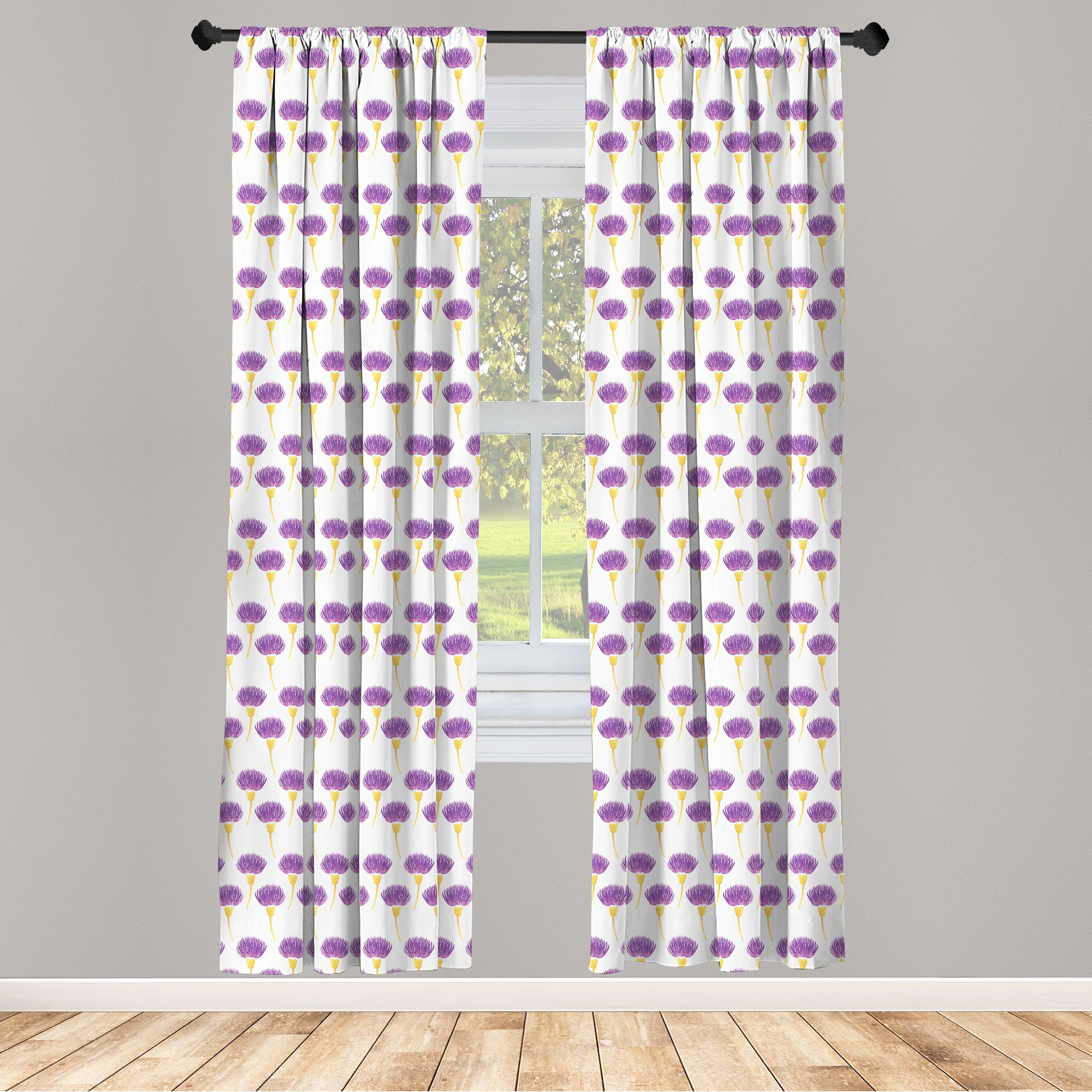 Gardine Vorhang für Wohnzimmer Schlafzimmer Dekor, Abakuhaus, Microfaser, Distel Abstraktes Motiv drucken