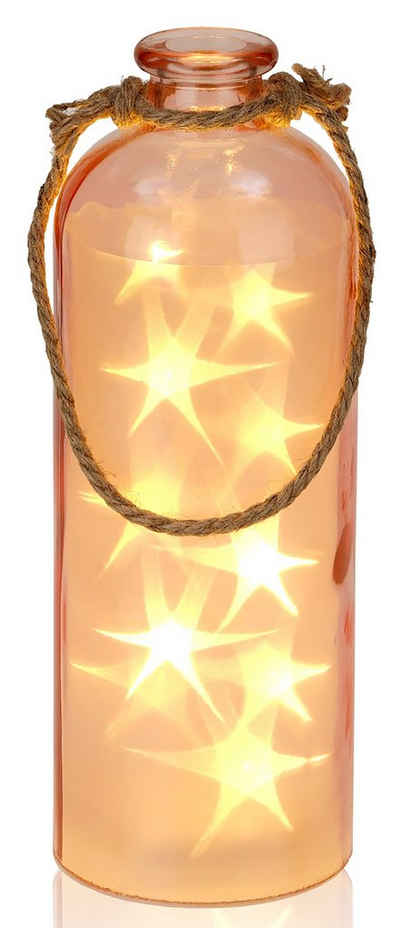 BRUBAKER LED Dekolicht Lichterflasche mit 10 LED Sternen, LED Lichterkette, Warmweiß, Dekoleuchte, Party Licht Deko, Höhe 31,5 cm