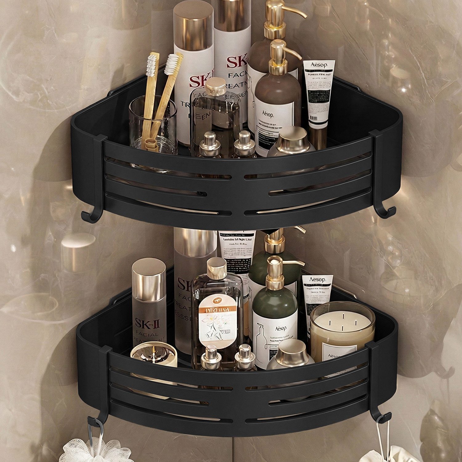 ANYSUN Duschregal Duschablage ohne Bohren Badezimmer Organizer,Badregal Duschregal, 2-tlg., Duschkörbe für Bad Küche Toilette