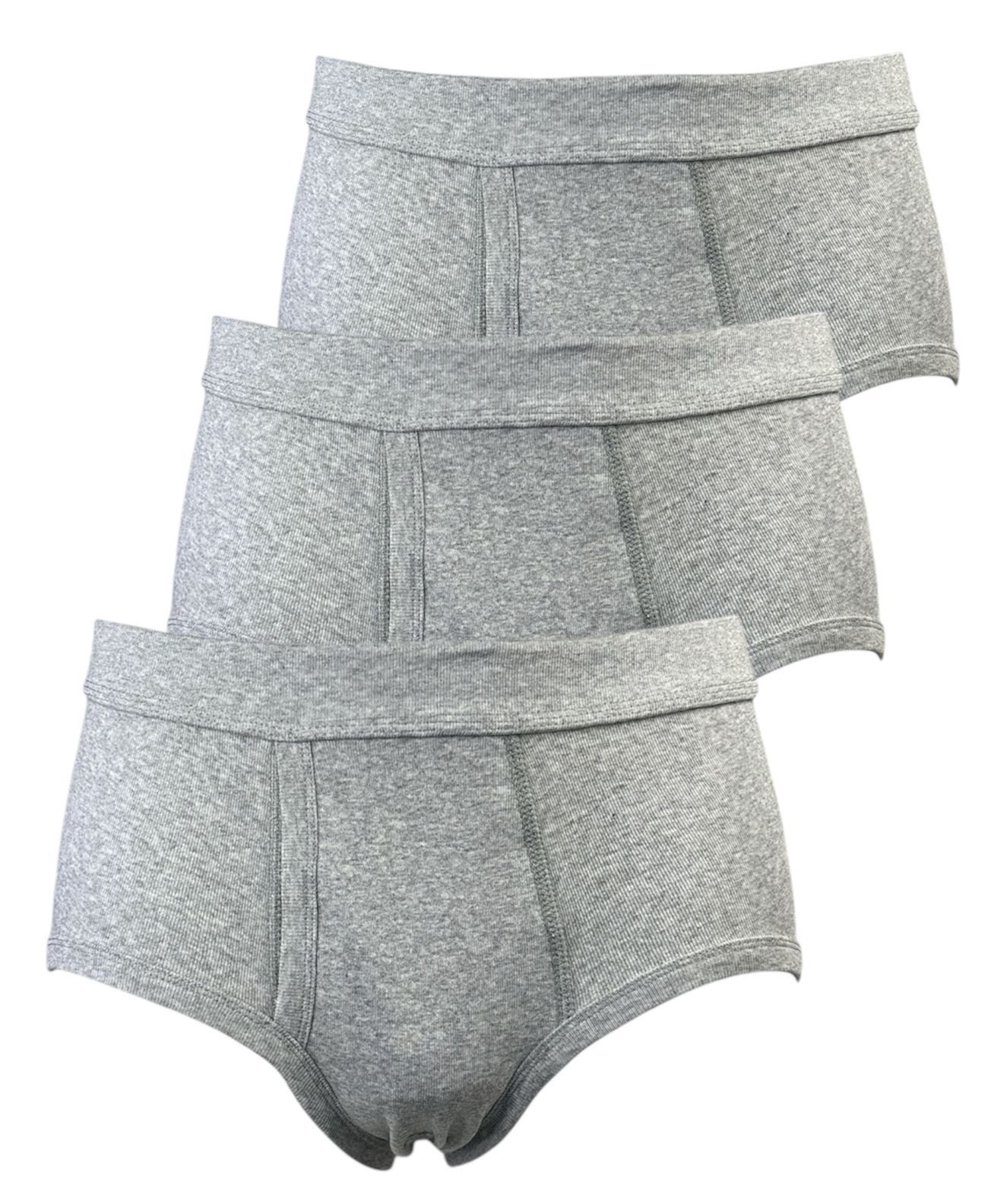 Toker Collection® Slip Herrenslip mit Eingriff klassischer Schnitt blau oder grau meliert (Packung, 3er Pack) weich und anschmiegsam